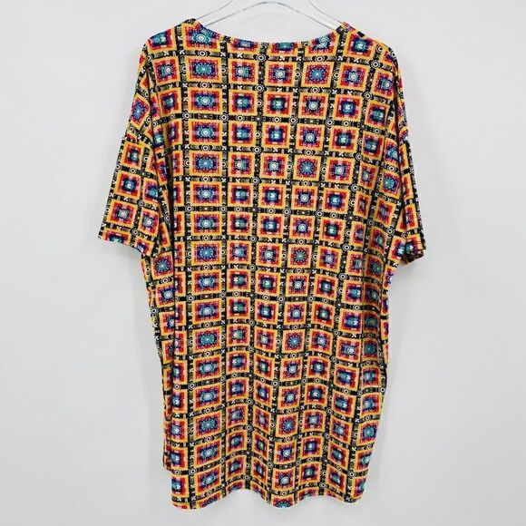 Lularoe Size Large Yellow Southwestern Aztec Print Short Sleeve Irma Tunic Top - Picture 6 of 6